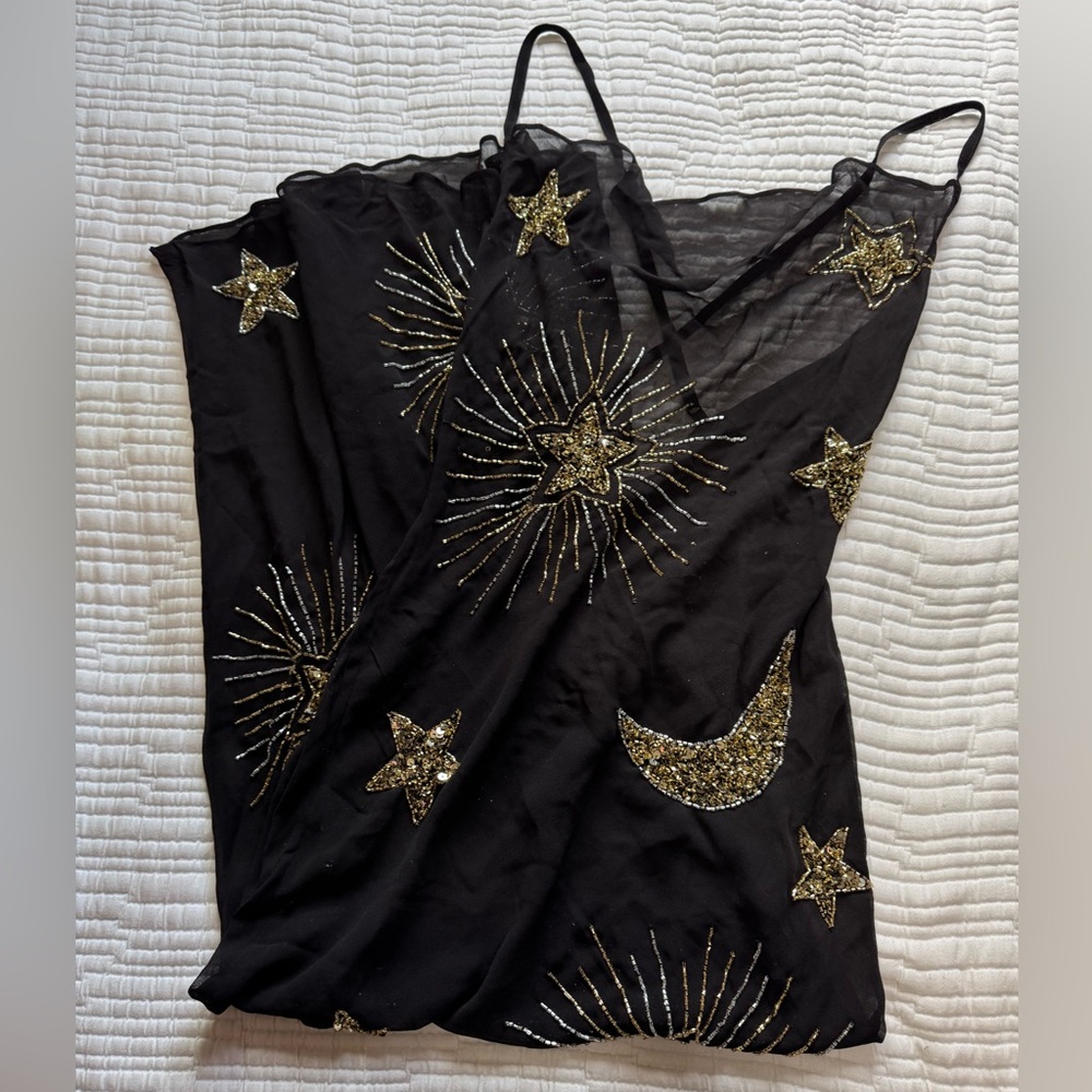 Premium Hand Embellished Celestial Cowl Neck Maxi Beach Dress - Picture 5 of 6
